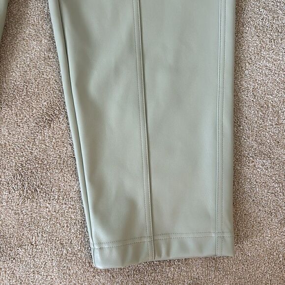 NWT High Rise Faux Leather Ankle Trousers Pants A New Day Sage Green Size 14 - Picture 7 of 11